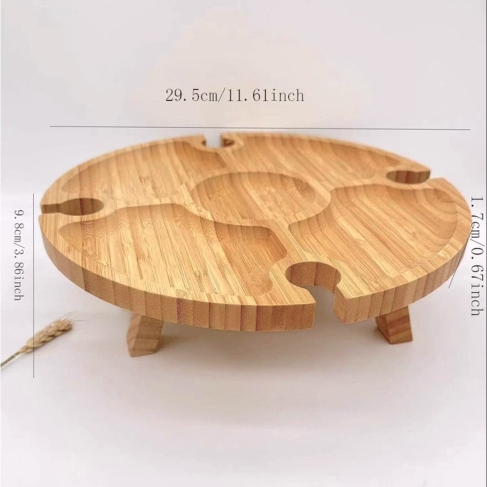 NIB Round Charcuterie Board with Wine Glass Holders - Picture 3 of 7